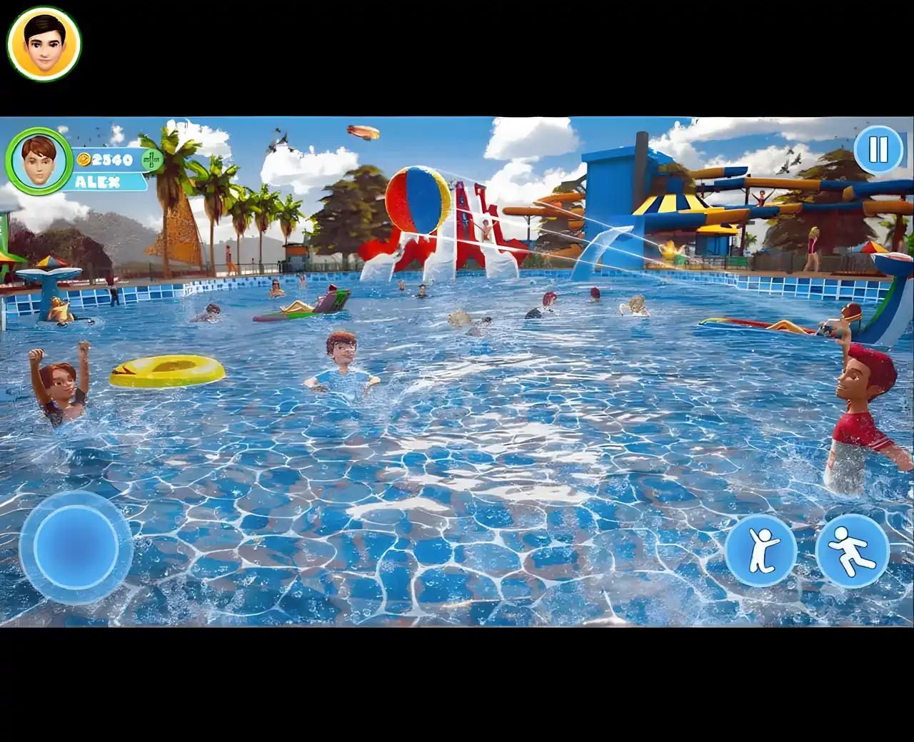 上坡山脉小径水滑水水上公园竞赛游戏