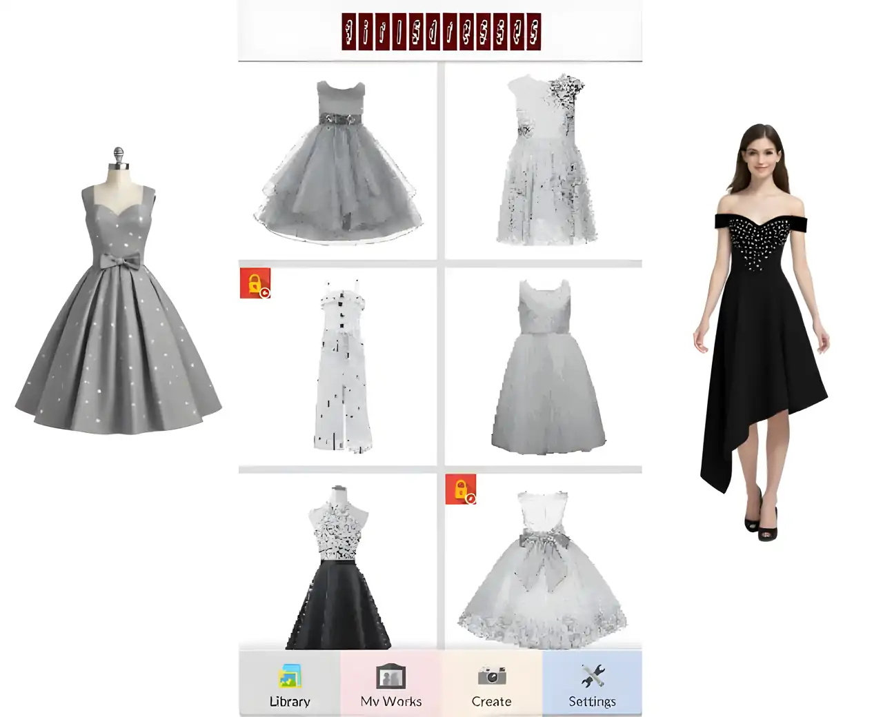 女孩连衣裙-像素艺术