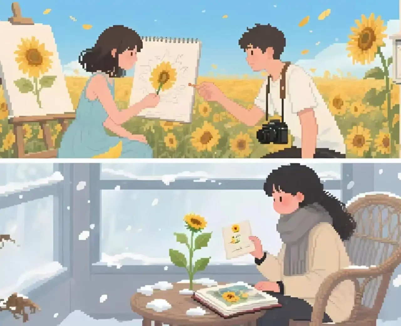 夏日的向日葵与冬日的信