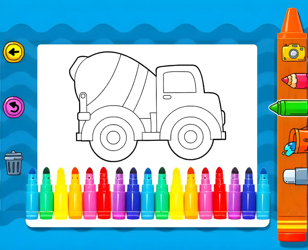 用于儿童的车辆着色：卡车和汽车