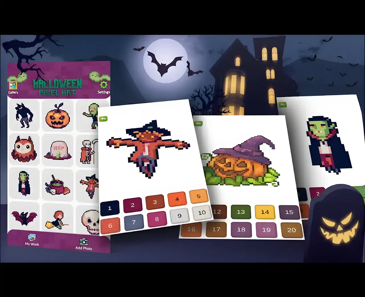 万圣节像素艺术-万圣节沙盒着色