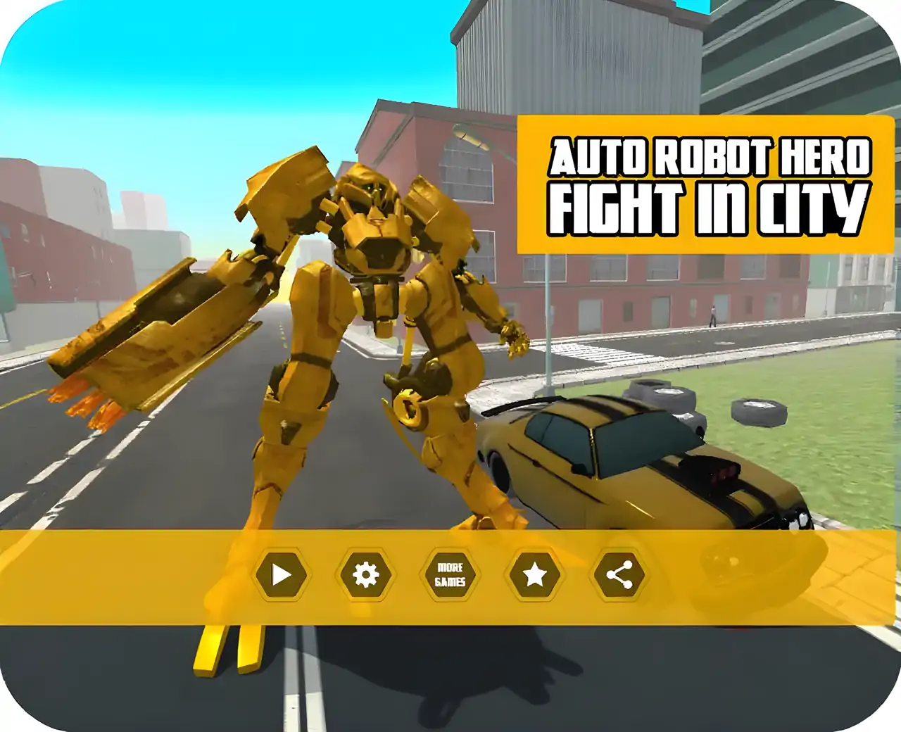 汽车机器人英雄战斗-肌肉车变换