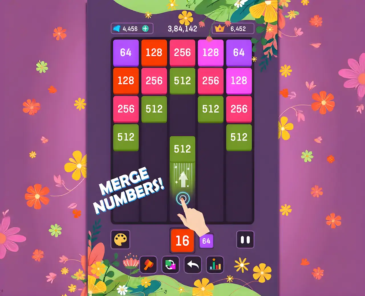 数字掉落：块合并游戏