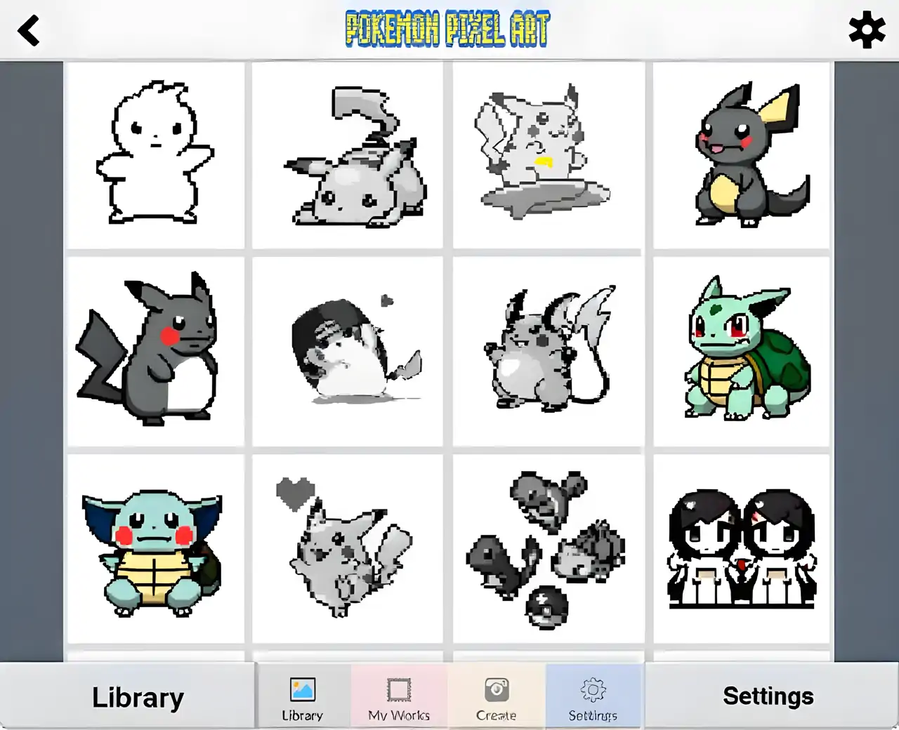 Pikachu颜色数字-口袋妖怪像素艺术游戏