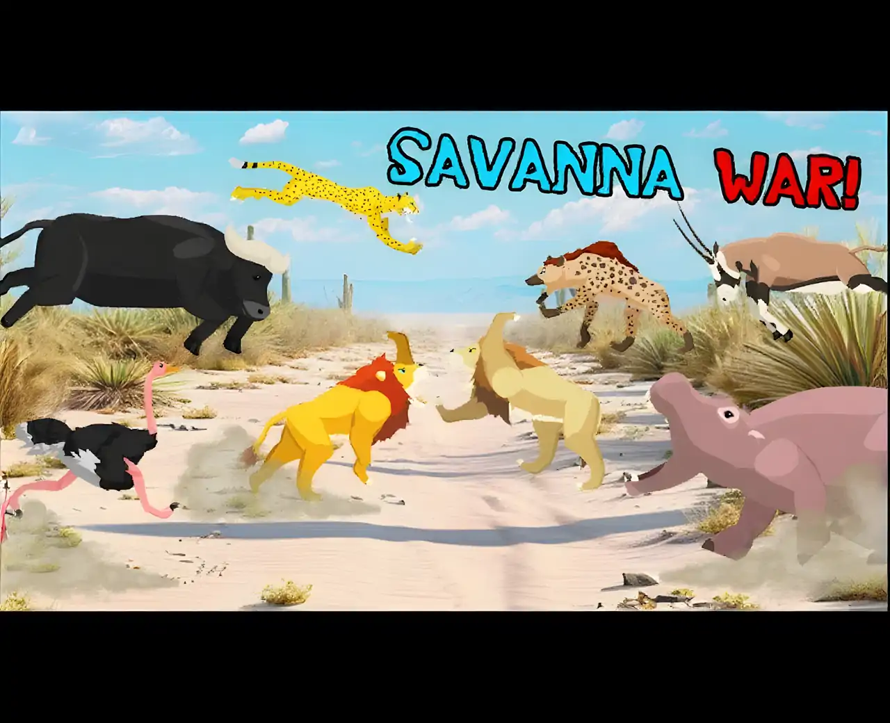 狮子与萨凡纳动物战斗