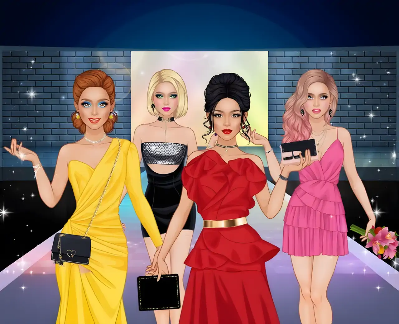 周末时尚购物中心聚会-装扮和化妆