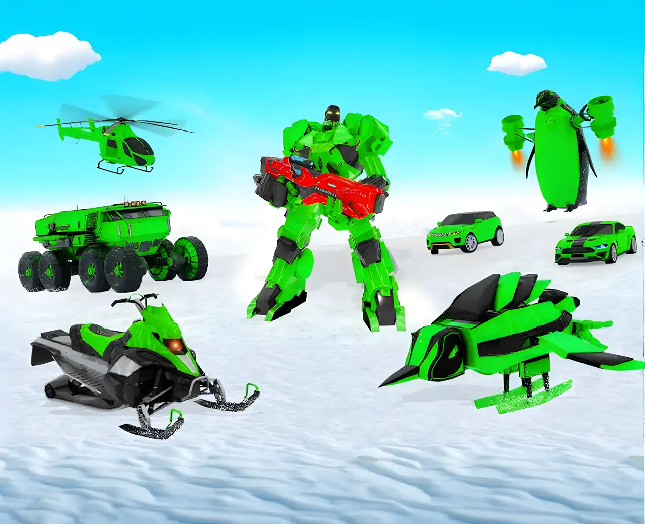 警察企鹅机器人汽车游戏