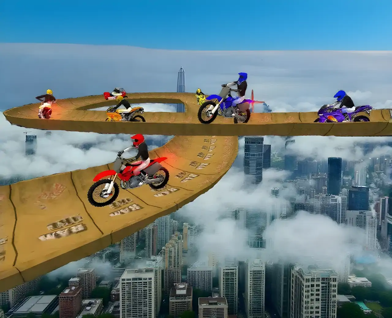 兆斜坡垂直不可能摩托自行车特技