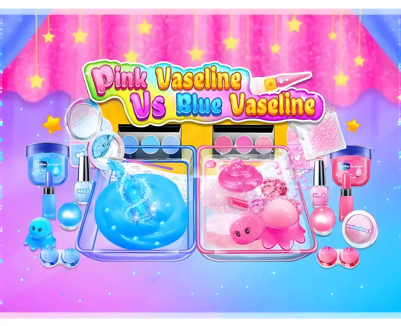 粉色和蓝色化妆史莱姆