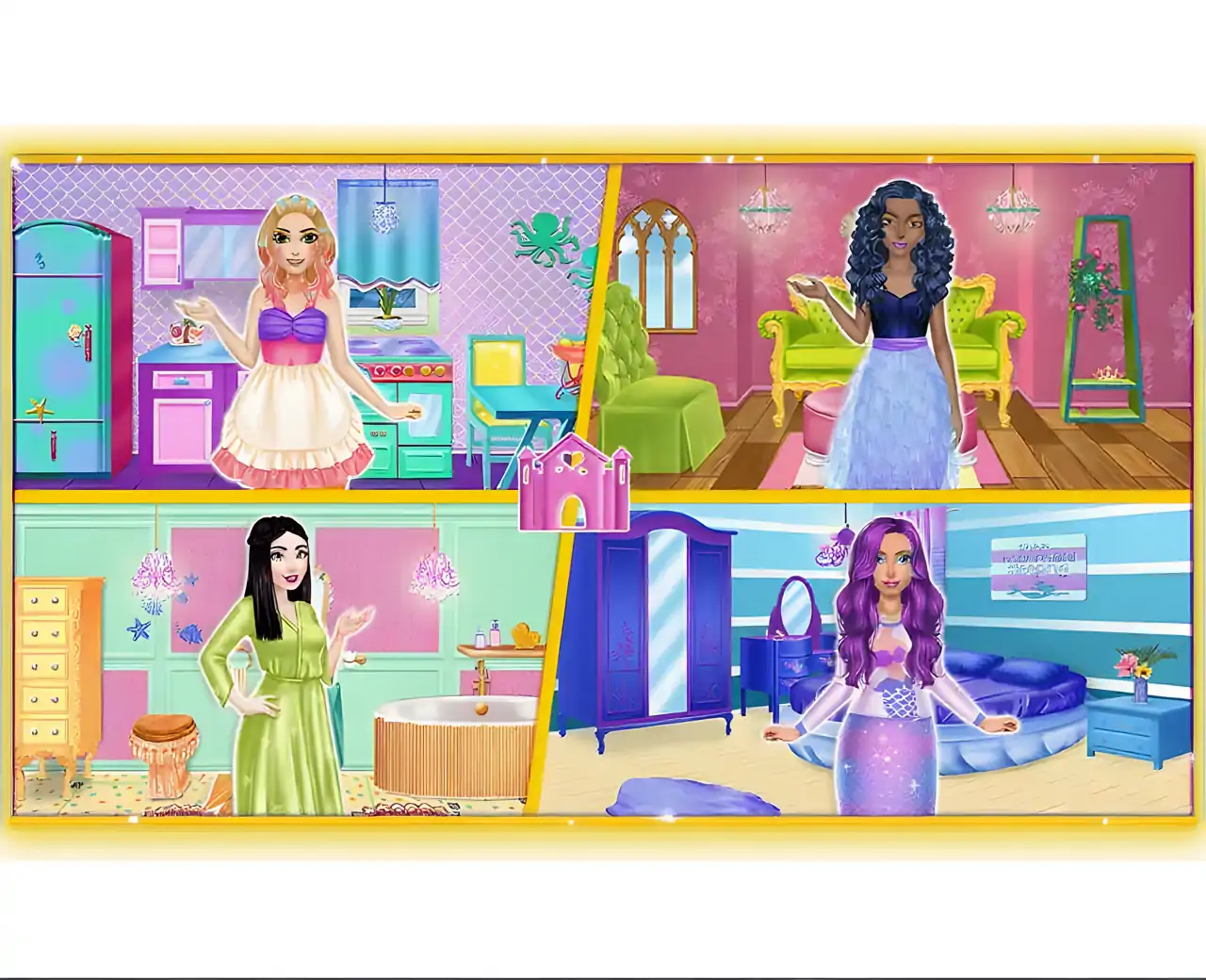 公主与美人鱼娃娃屋装饰