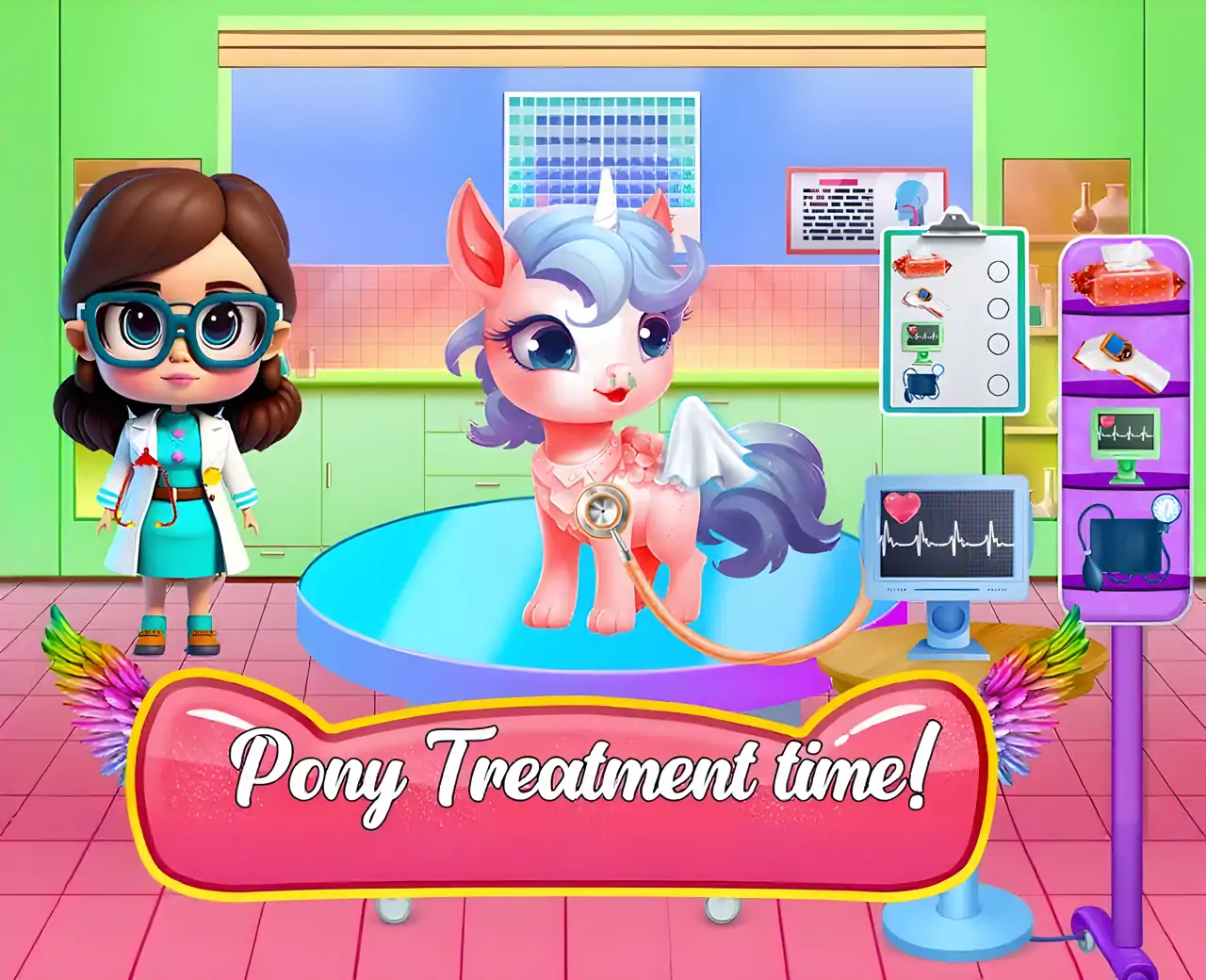 可爱的独角兽小马兽医日托