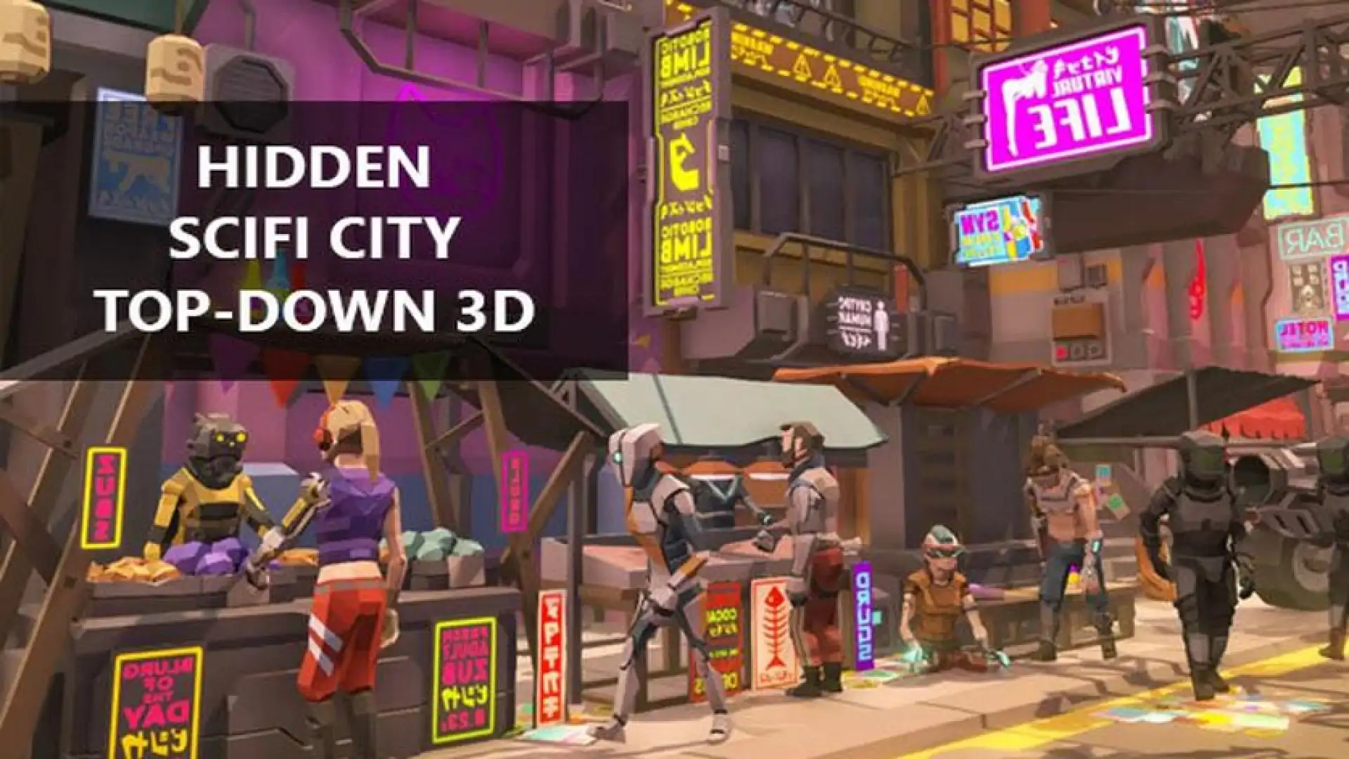 Hidden SciFi City Top-Down 3D