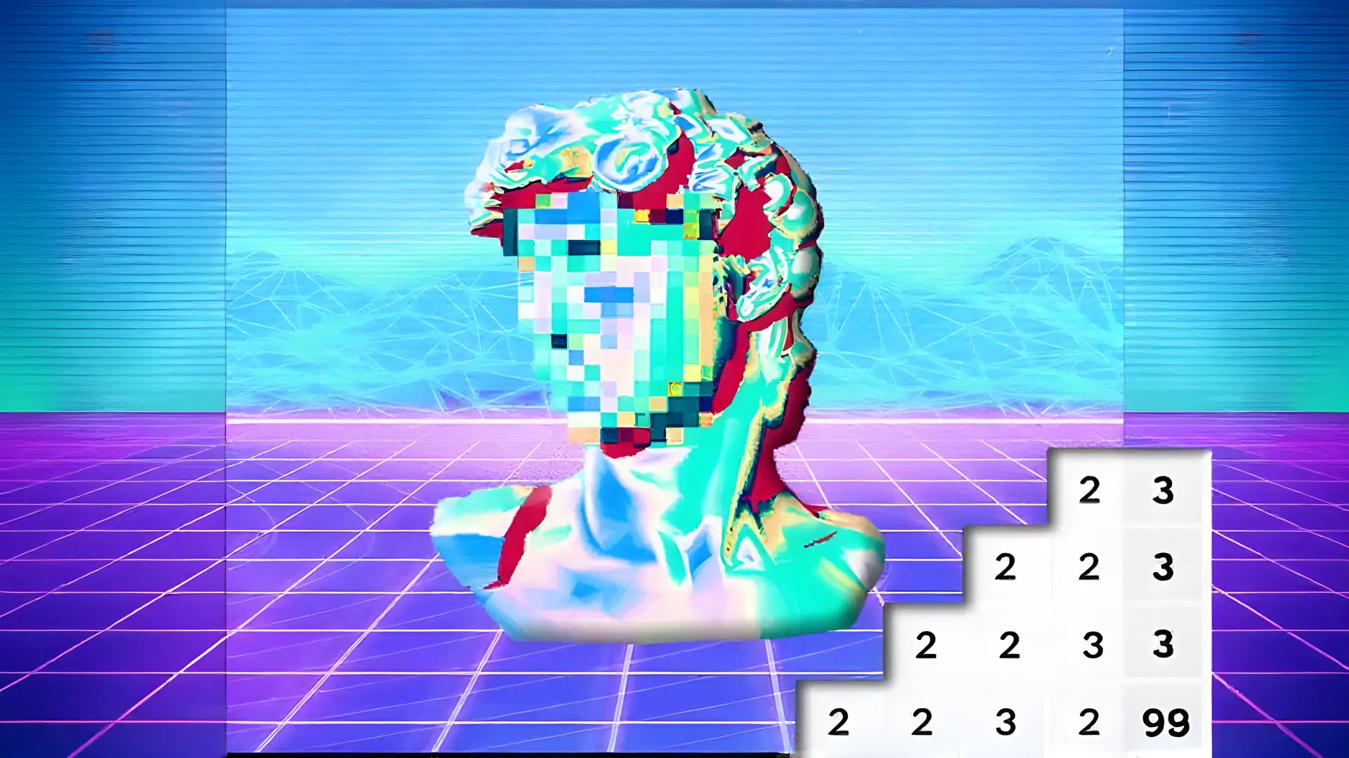 VaporWave颜色按数字复古像素艺术