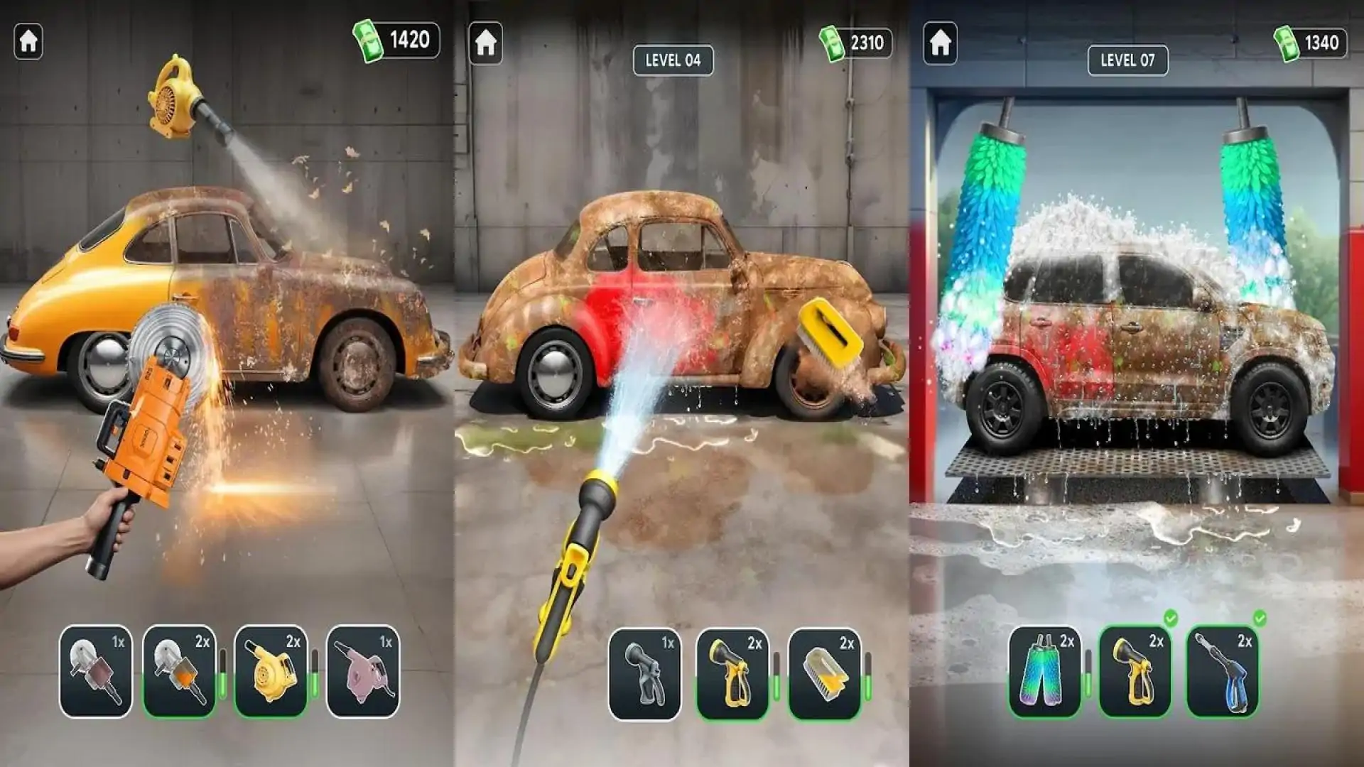 洗车：汽车修理厂