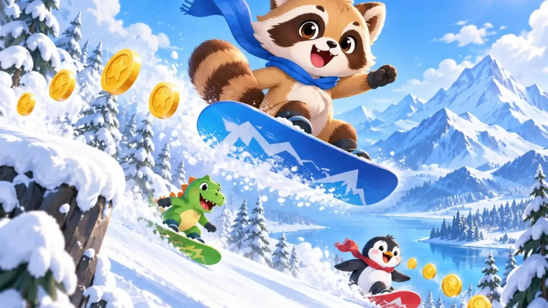 雪地飞跃