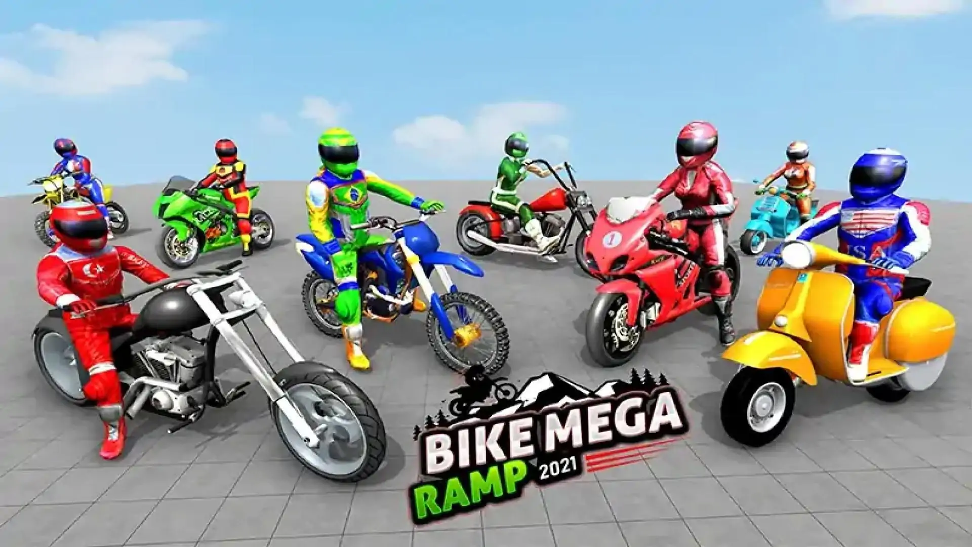 自行车特技MegaRamp2021：泥土自行车赛车游戏