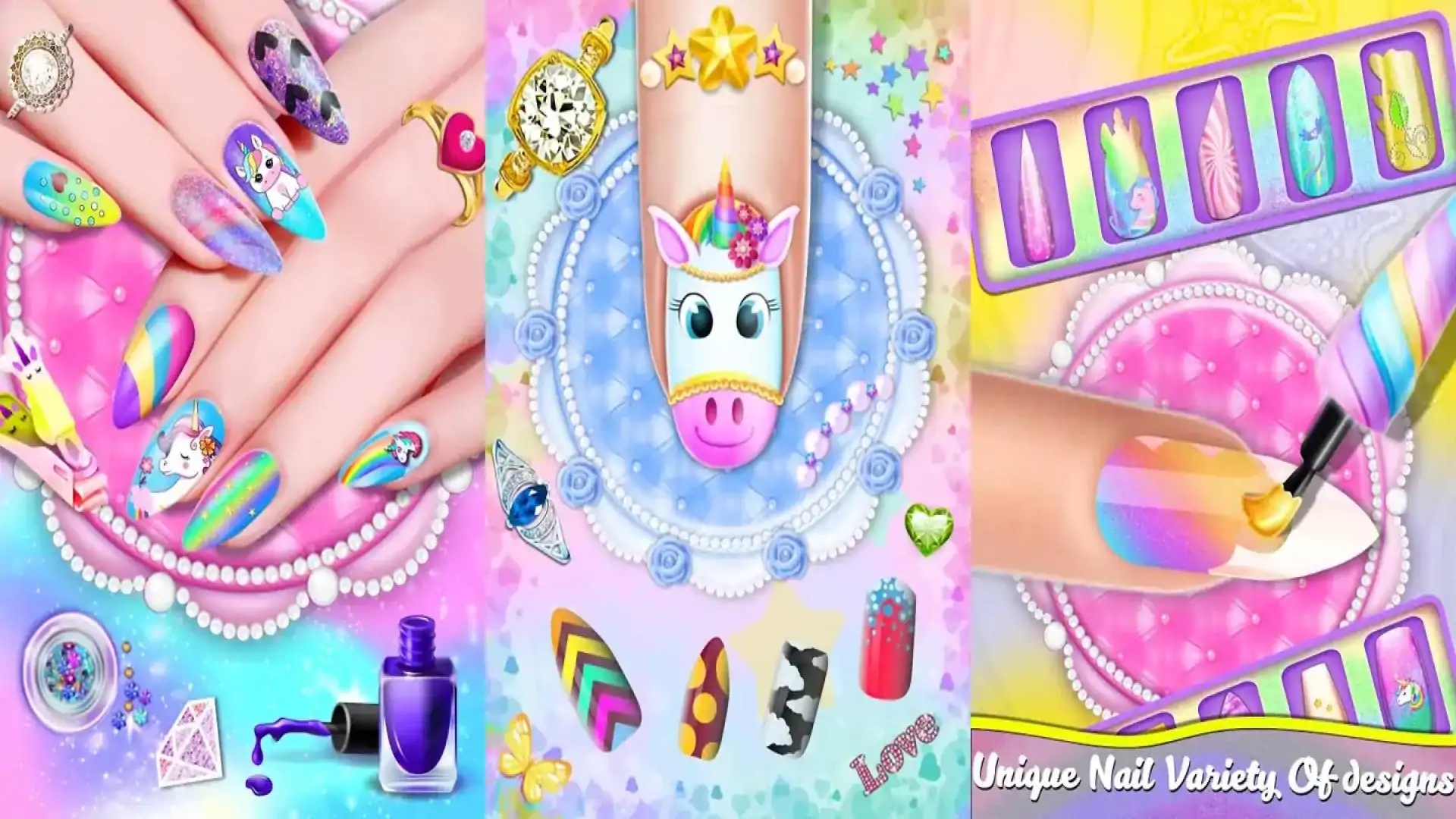 修指甲钉沙龙-女孩的unicorn时尚游戏