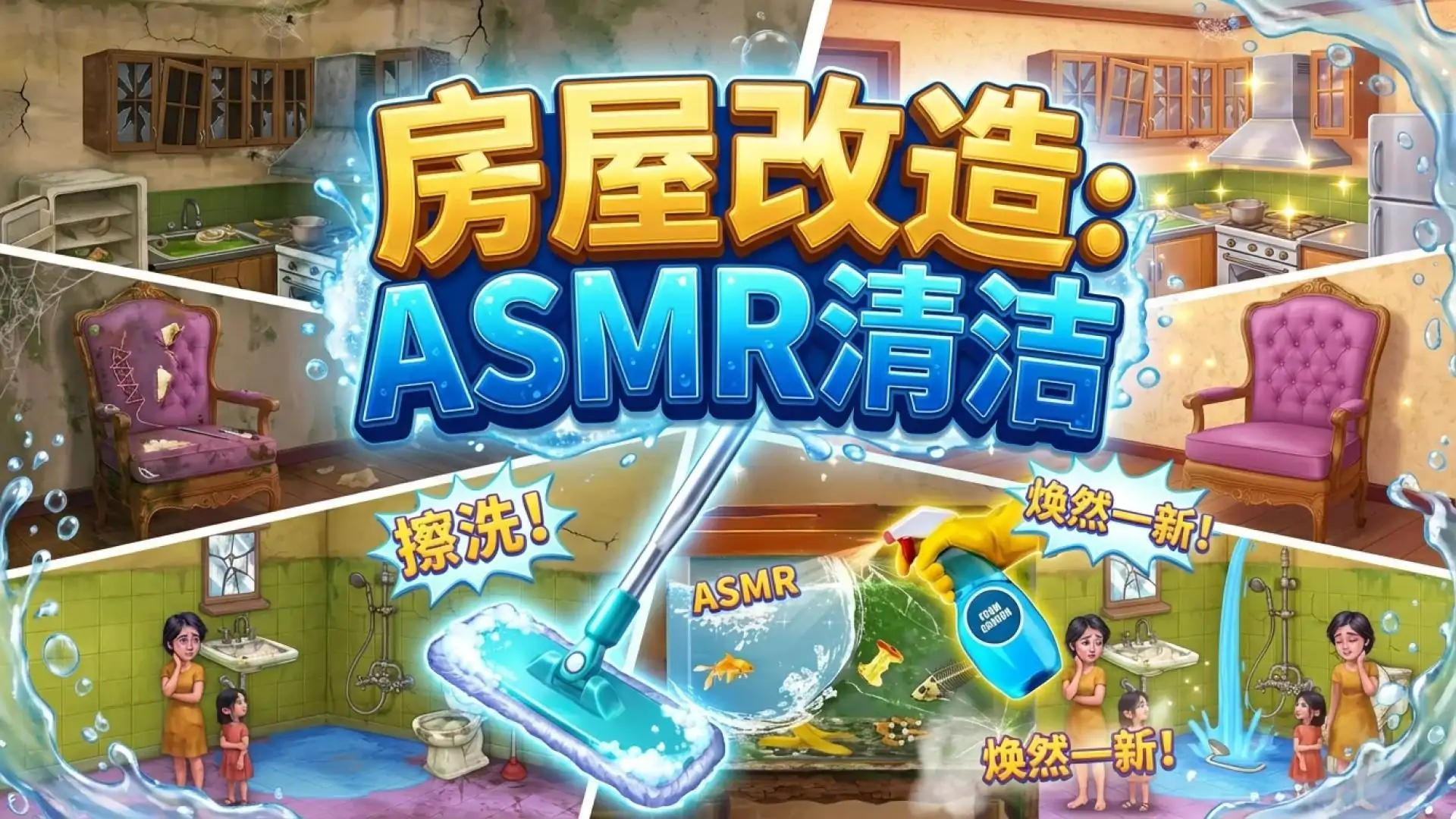 房屋改造:ASMR清洁