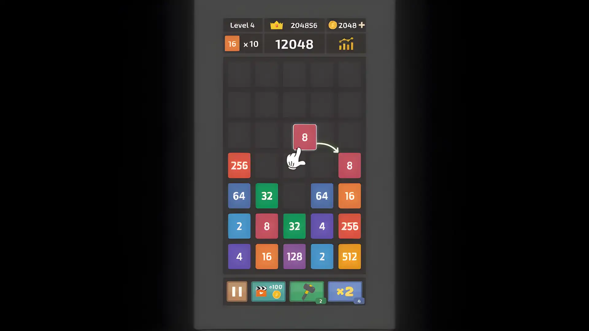 合并数字块：2048Mania