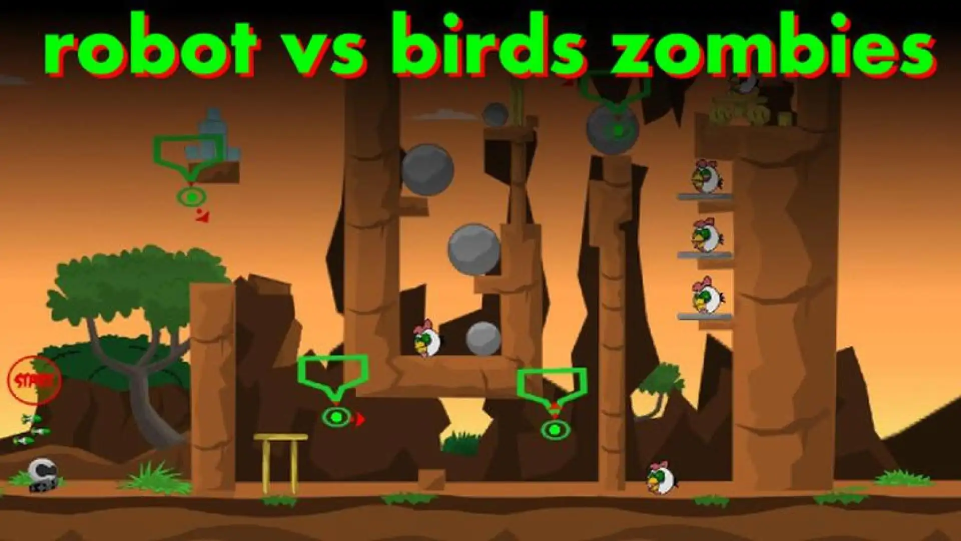 Robot vs Birds Zombies