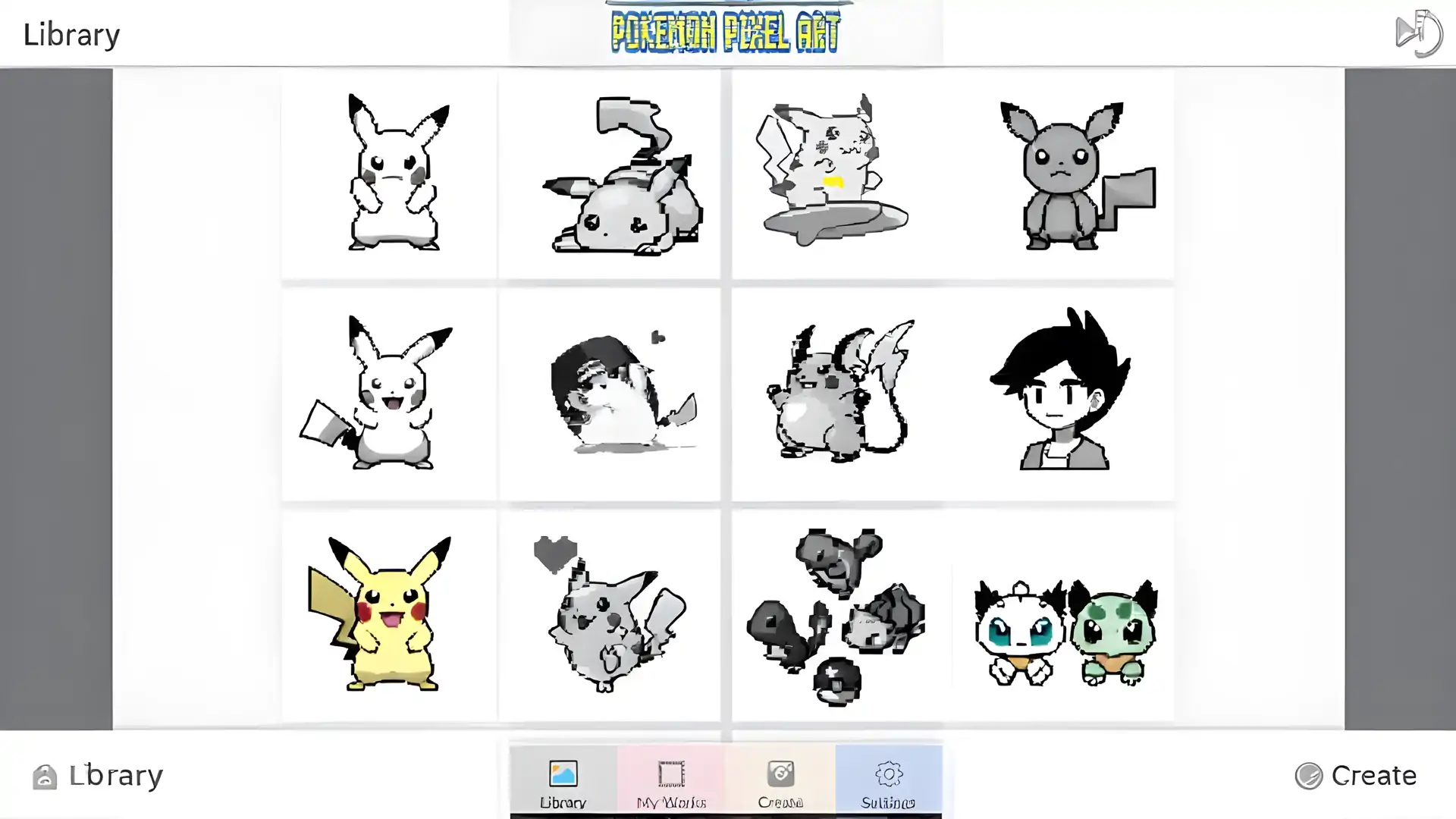 Pikachu颜色数字-口袋妖怪像素艺术游戏