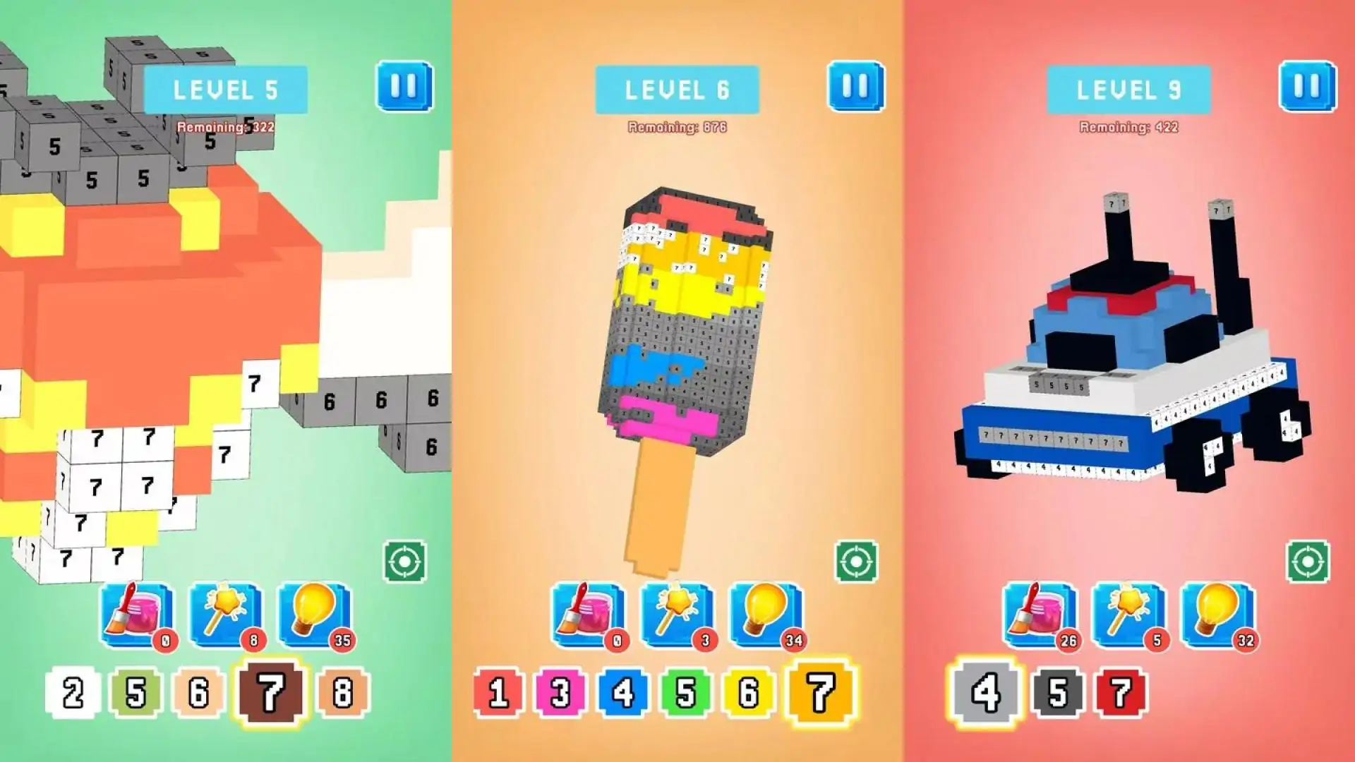 数字的体素油漆拼图