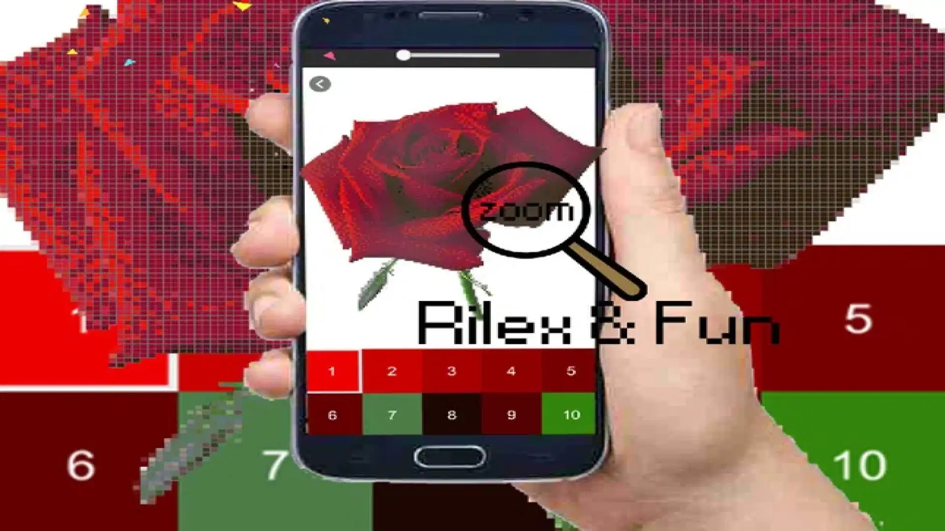 玫瑰花像素艺术-按数字颜色