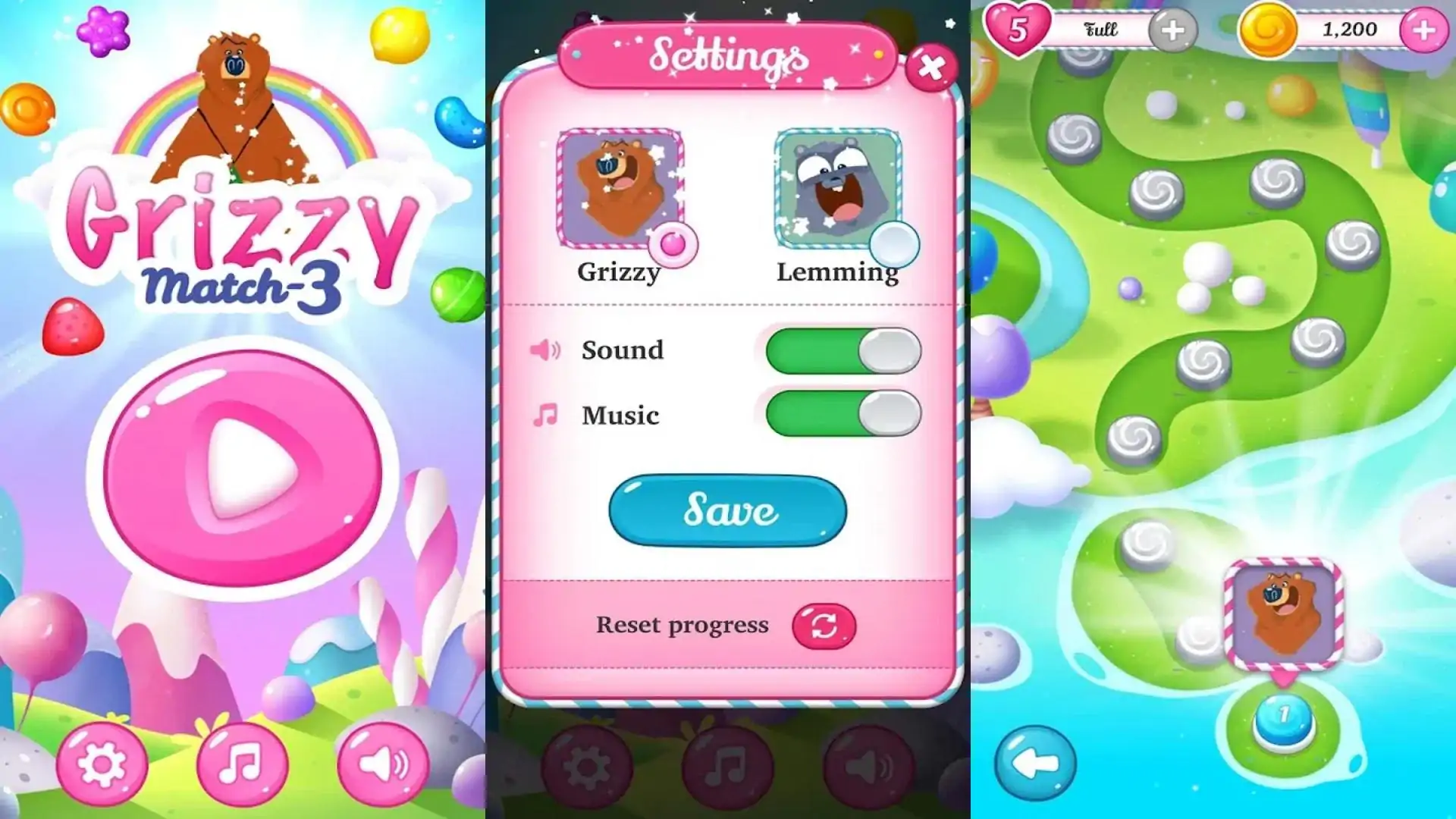 GrizzyMatch3：糖果甜蜜传奇