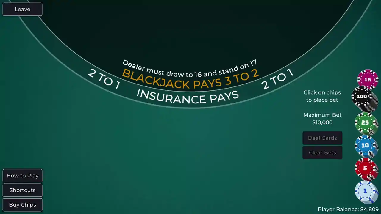 Player vs. Dealer Blackjack