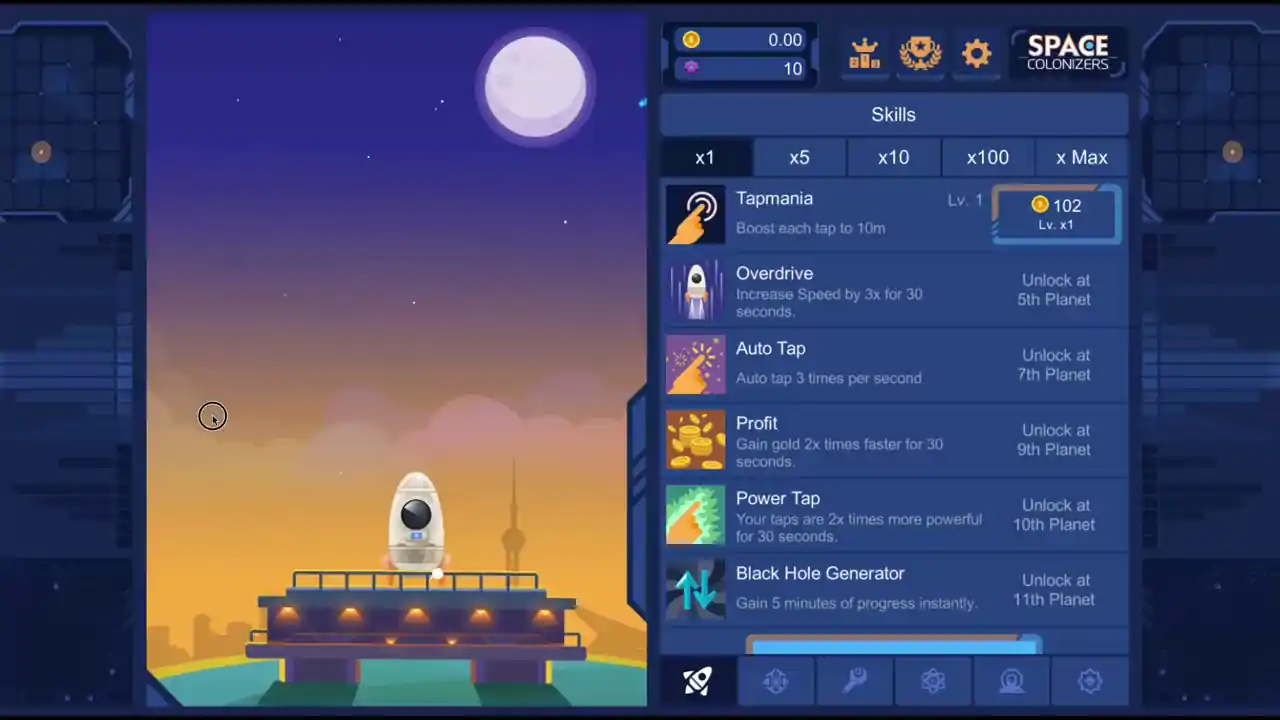 星际移民:太空飞行放置点击游戏