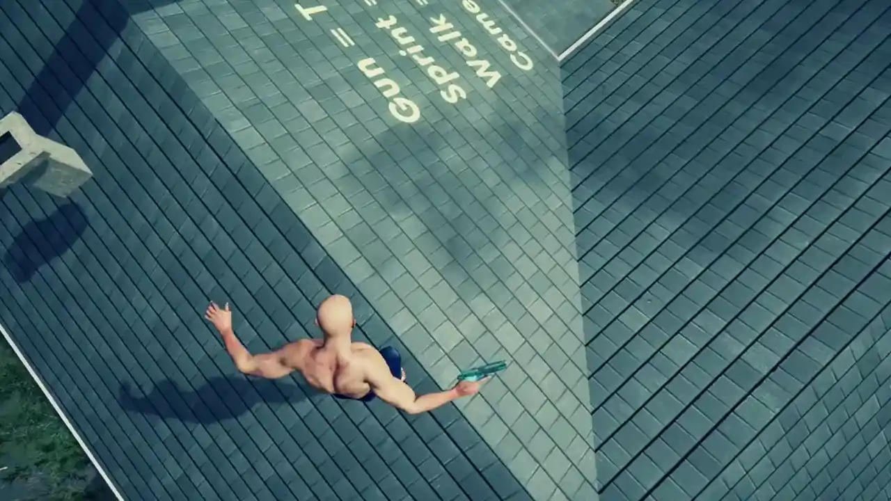 Bald Man Climbs Up