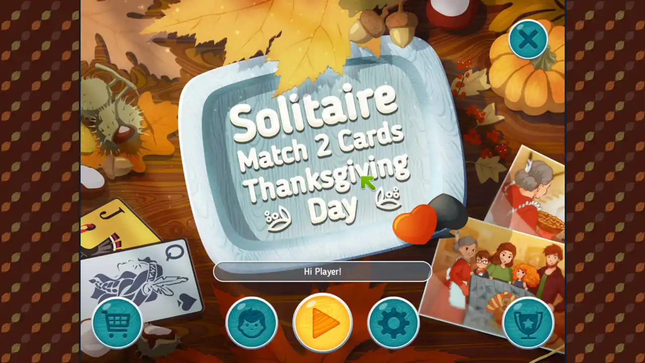 Solitaire Match 2 Cards. Thanksgiving Day