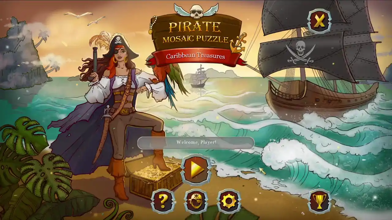 Pirate Mosaic Puzzle. Caribbean Treasures